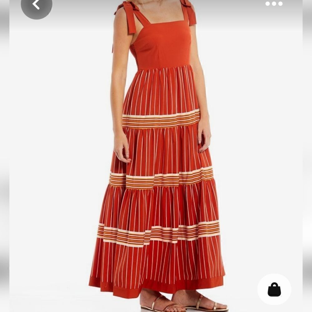 A loves A shoulder straps square neck smocking back top bohemian maxi dress